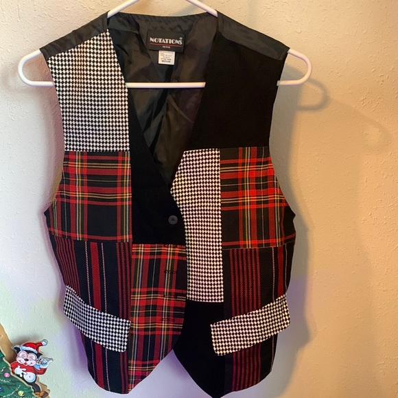 Vintage nwt vest notations holiday dapper plaid check - Picture 1 of 4